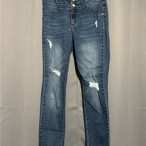 Refuge Blue Skinny Distressed Jeans
